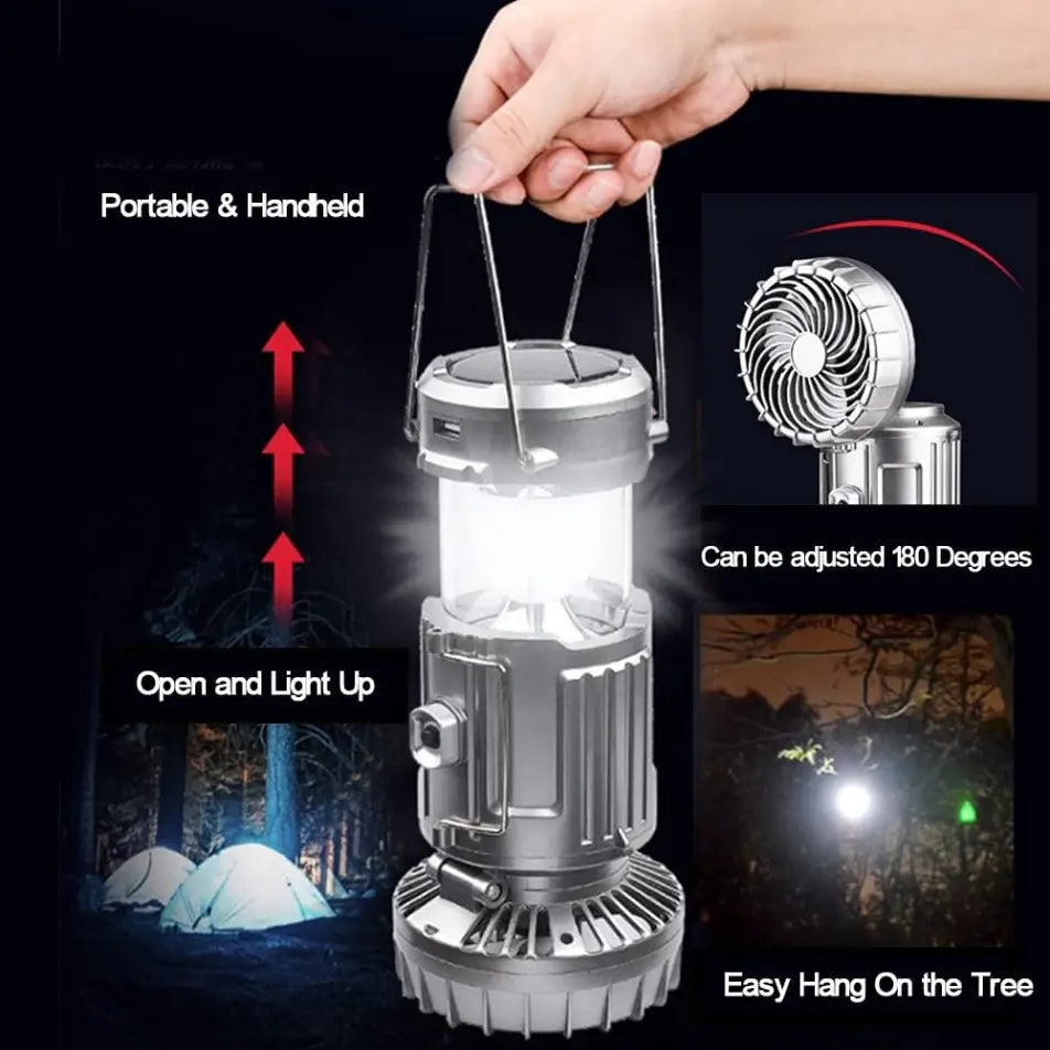 Lampe Solaire Portable avec Ventilateur