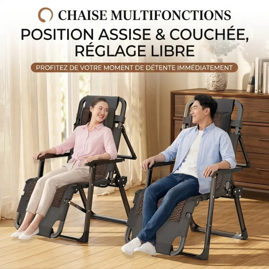 Chaise Longue Pliante avec Dossier Réglable