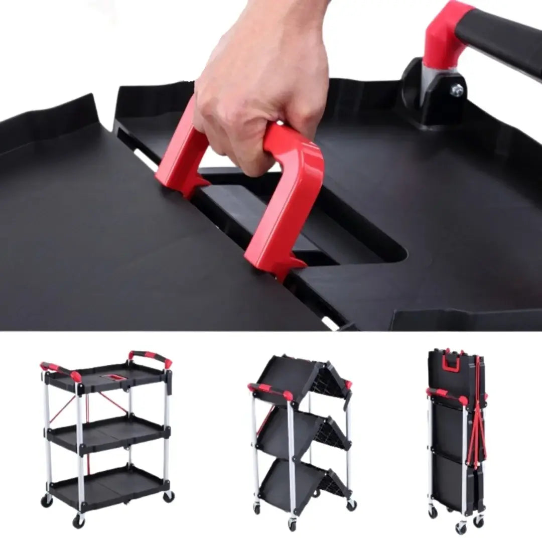 Chariot de Rangement Pliable à Trois Niveaux