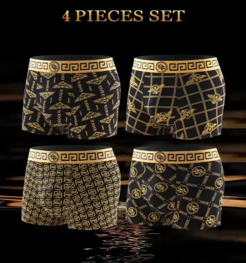 Lot de 4 Boxers Homme Noir et Or