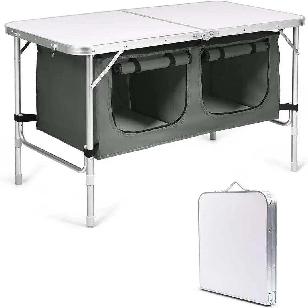 Table de Camping Pliante avec Rangement Intégré