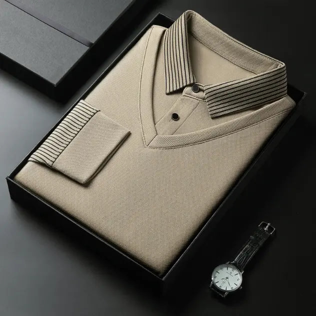 Polo Homme Élégant à Manches Longues (beige)