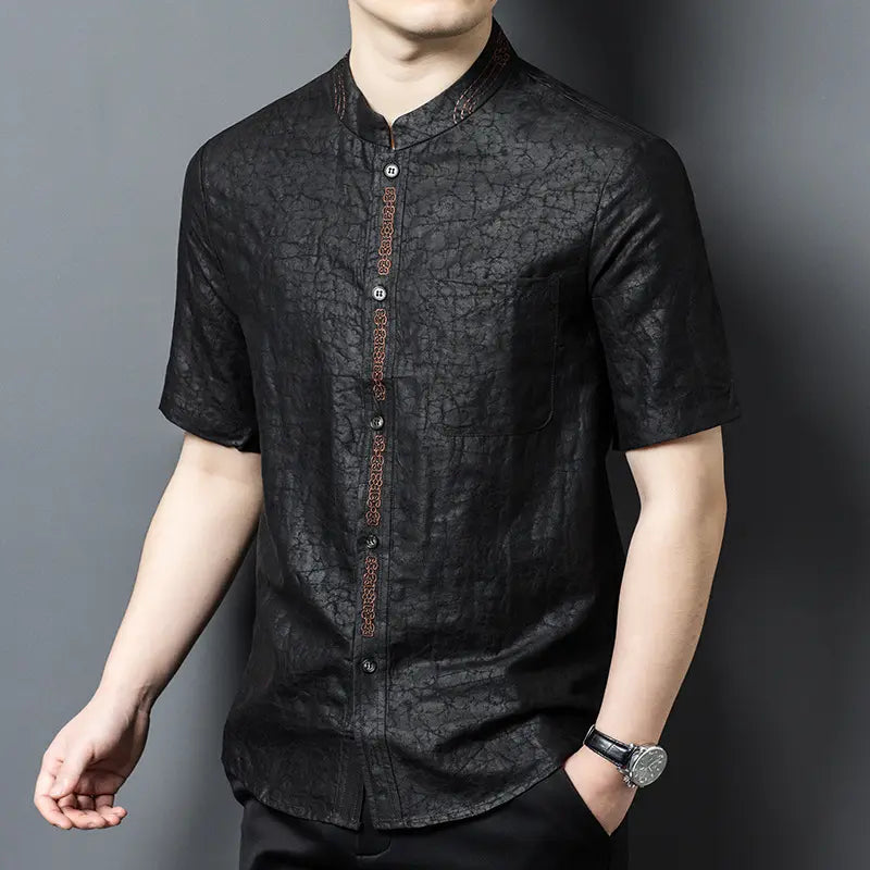 Chemise Col Mandarin en Soie