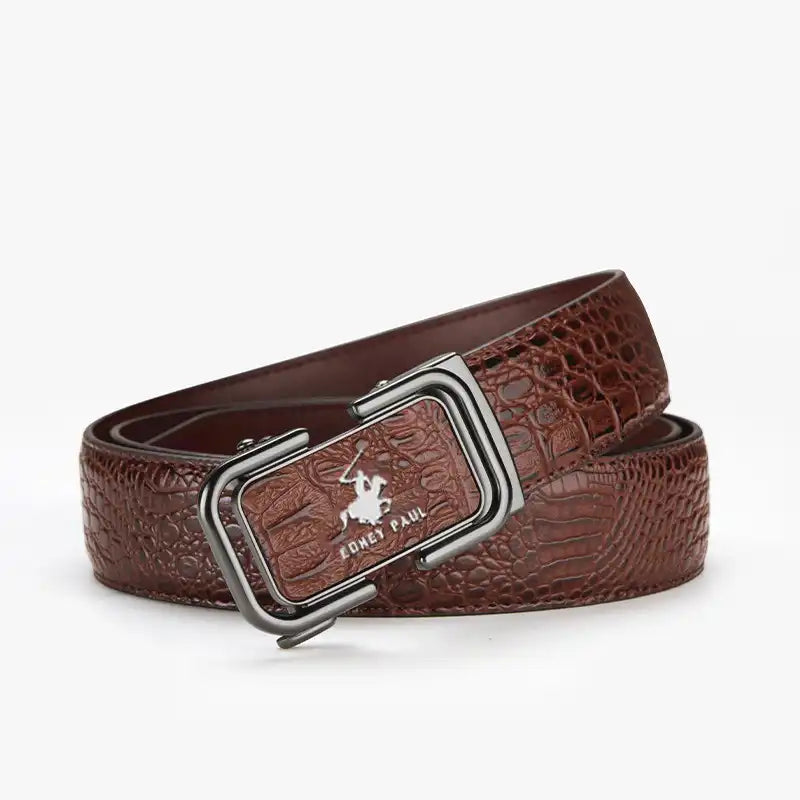 Pack de 2 Ceintures en Cuir Véritable à Motif Crocodile