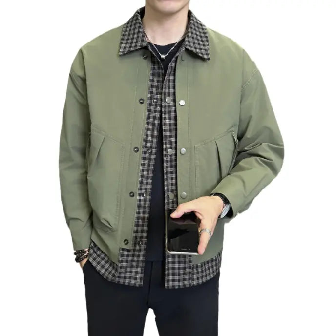 Manteau à carreaux effet deux-pièces pour hommes