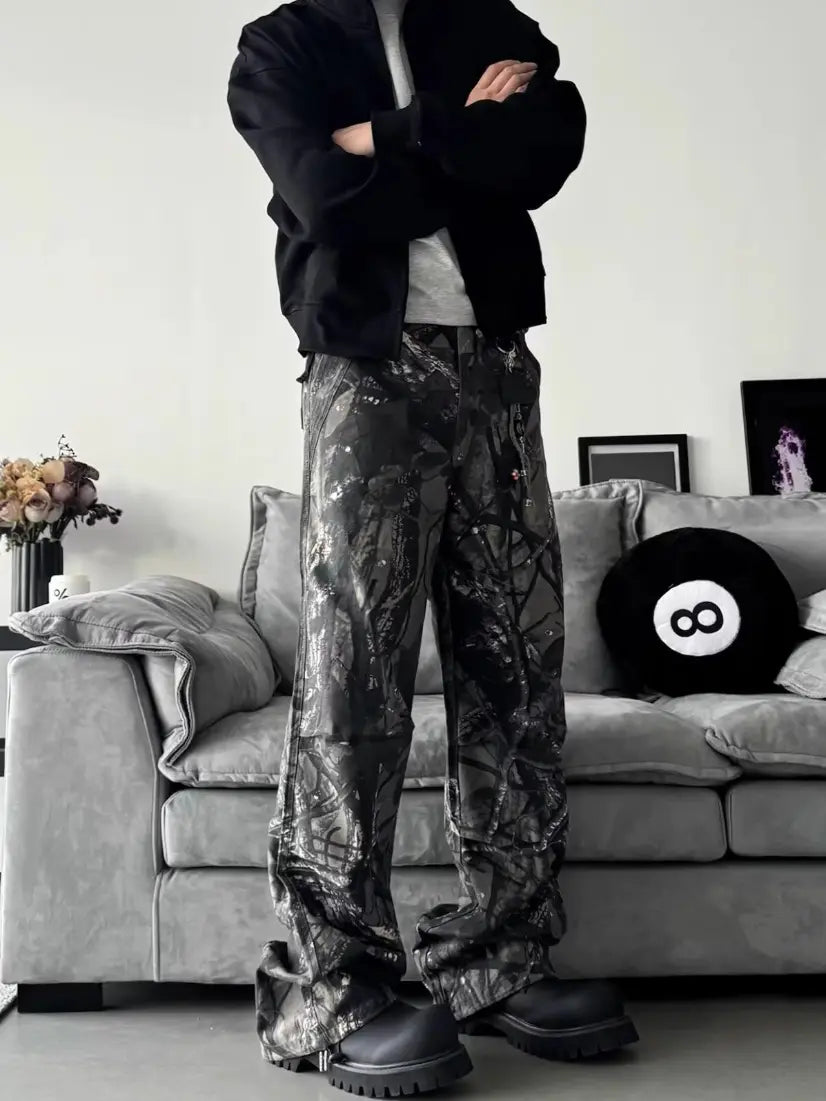 Pantalon Camouflage Droit avec Poches Pratiques