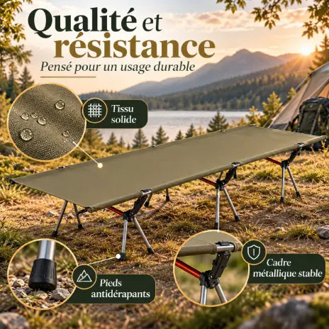 Lit de Camp avec Structure en Aluminium Renforcé