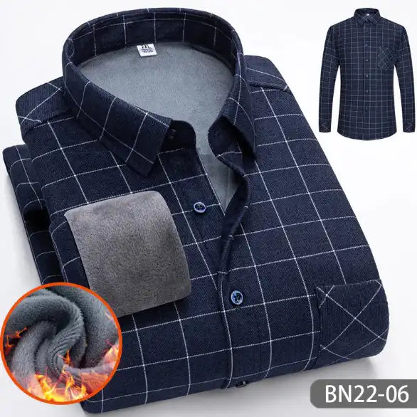 Chemise en flanelle doublée de polaire pour homme
