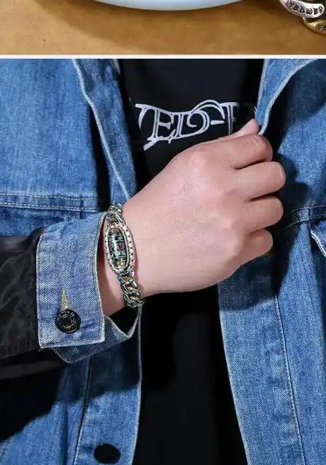 Bracelet Dzi à neuf yeux avec mantra