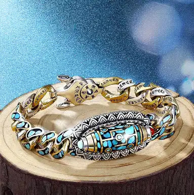 Bracelet Dzi à neuf yeux avec mantra