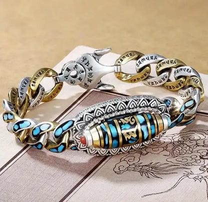 Bracelet Dzi à neuf yeux avec mantra