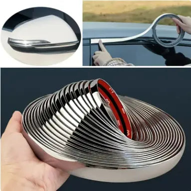 Bande Lumineuse Chromée pour Fenêtres de Voiture (1.5x300cm)