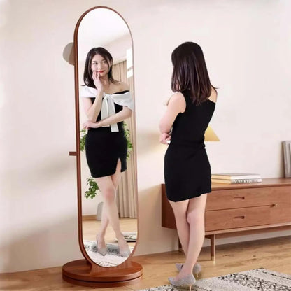 Miroir Plein Pied Rotatif avec Porte-Manteau