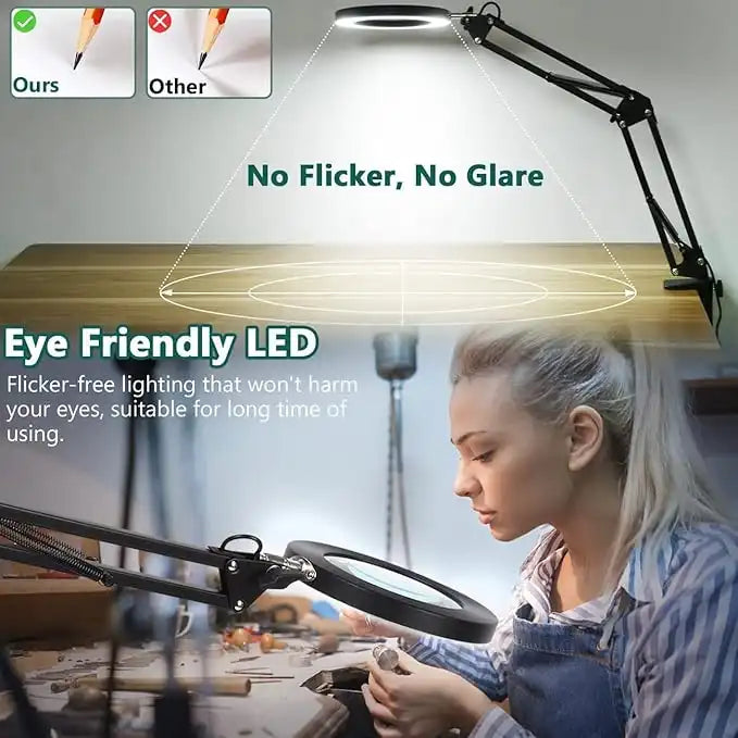 Loupe Éclairée USB 10X avec 64 LED et Rotation à 360°