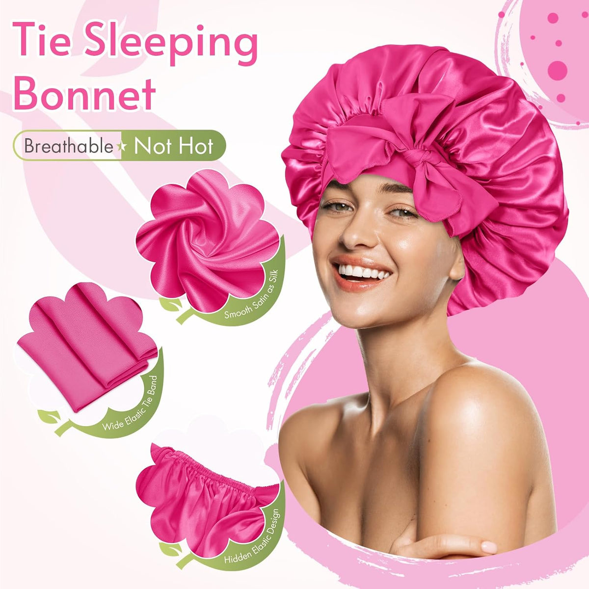 2X Bonnets de Nuit Croisés en Satin