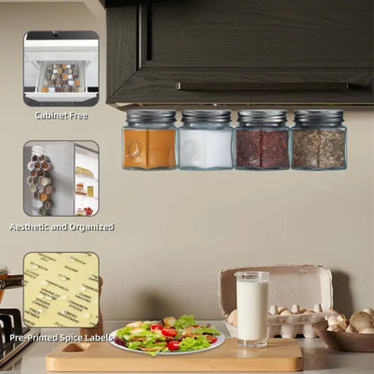 20 Pots Magnétiques en Verre pour Épices
