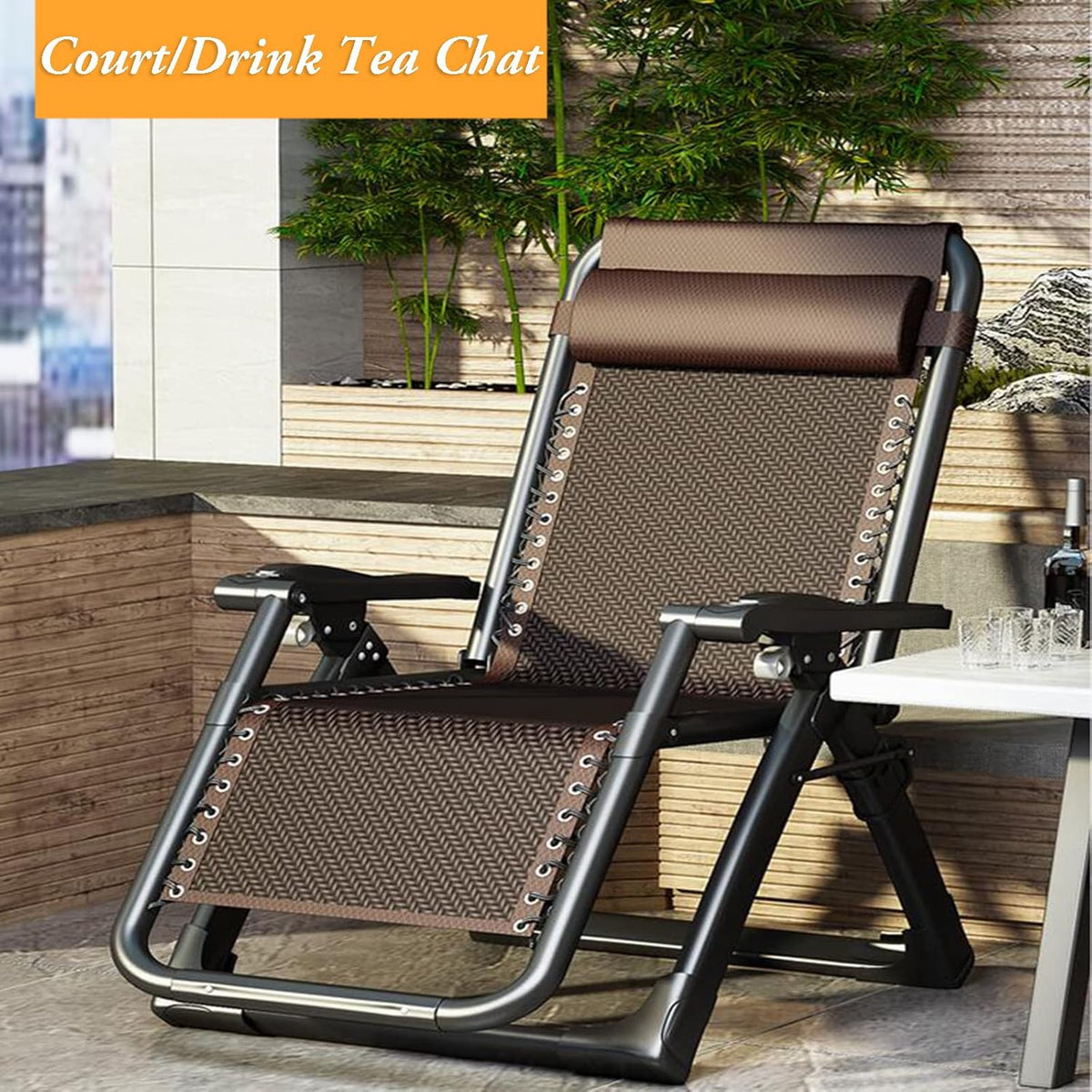 Chaise Longue Inclinable Pliable en Acier