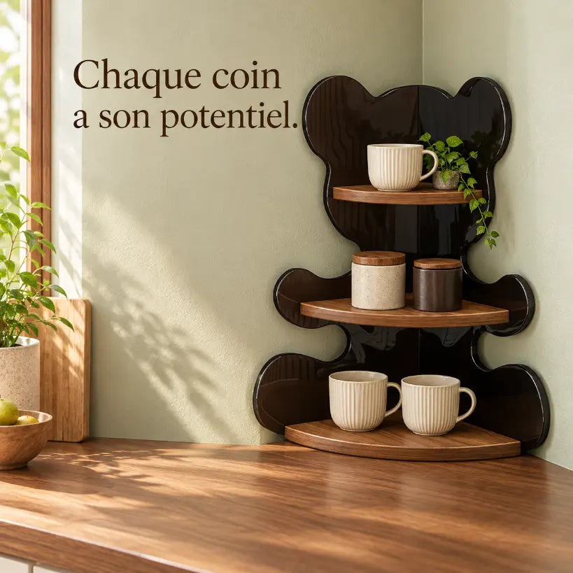 Étagère d’Angle avec Design Ours et 3 Niveaux