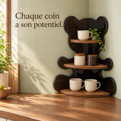 Étagère d’Angle avec Design Ours et 3 Niveaux