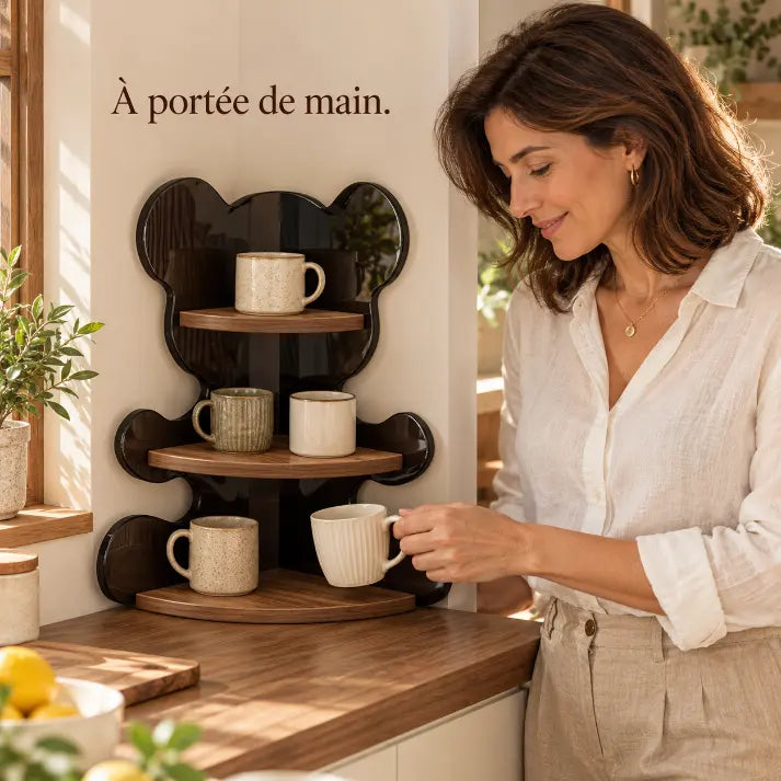 Étagère d’Angle avec Design Ours et 3 Niveaux