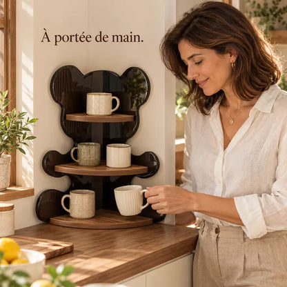 Étagère d’Angle avec Design Ours et 3 Niveaux