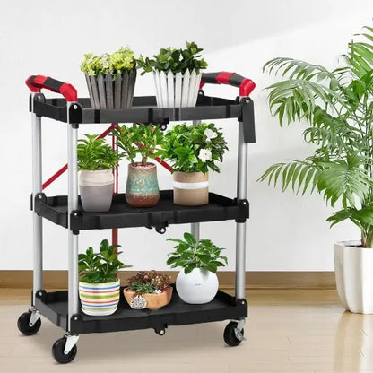 Chariot de Rangement Pliable à Trois Niveaux