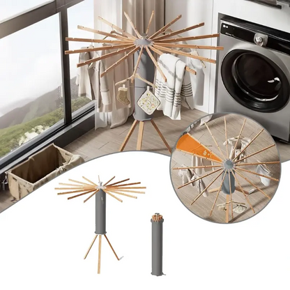 Séchoir Tripode Pliable avec Base en Bois