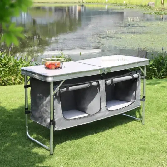 Table de Camping Pliante avec Rangement Intégré