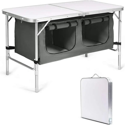 Table de Camping Pliante avec Rangement Intégré