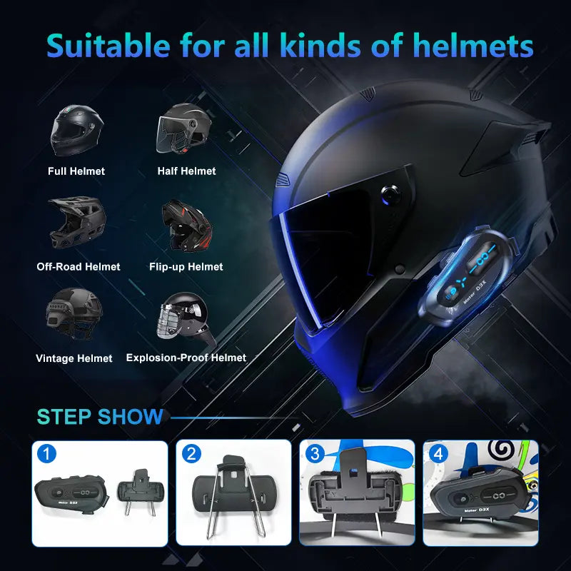 Écouteurs Stéréo Bluetooth pour Casque Moto