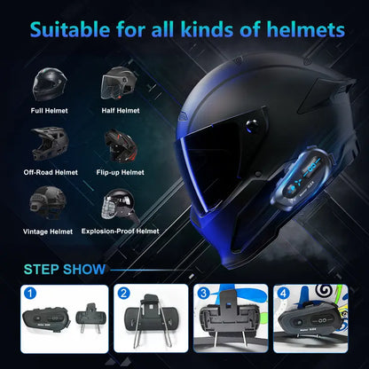 Écouteurs Stéréo Bluetooth pour Casque Moto