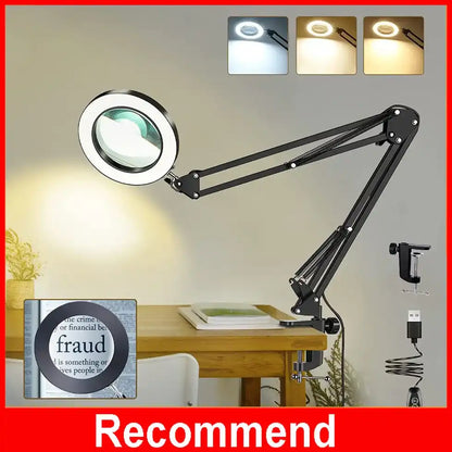 Loupe Éclairée USB 10X avec 64 LED et Rotation à 360°