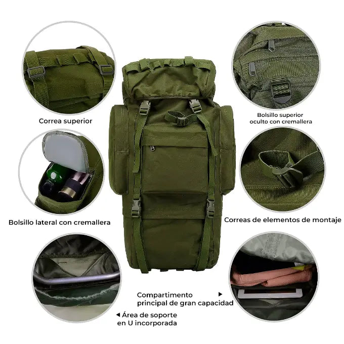 Sac à Dos Tactique Grande Capacité 65L