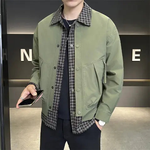 Manteau à carreaux effet deux-pièces pour hommes