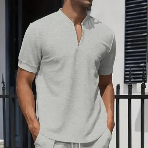 T-shirt à Col Montant Zippé pour Homme