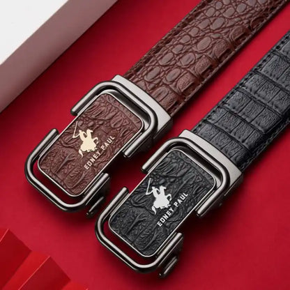 Pack de 2 Ceintures en Cuir Véritable à Motif Crocodile