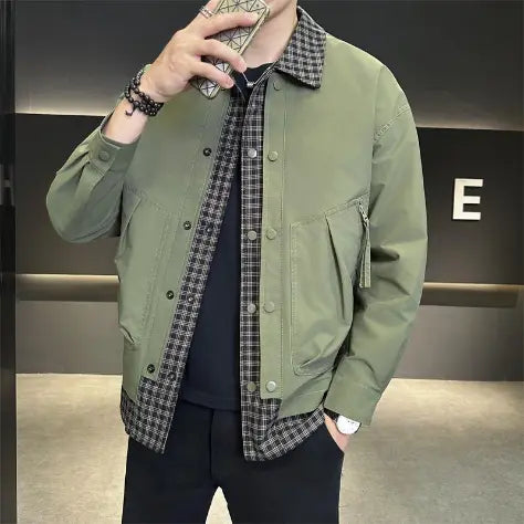 Manteau à carreaux effet deux-pièces pour hommes