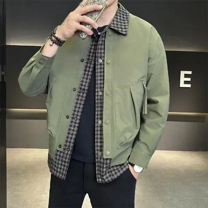 Manteau à carreaux effet deux-pièces pour hommes