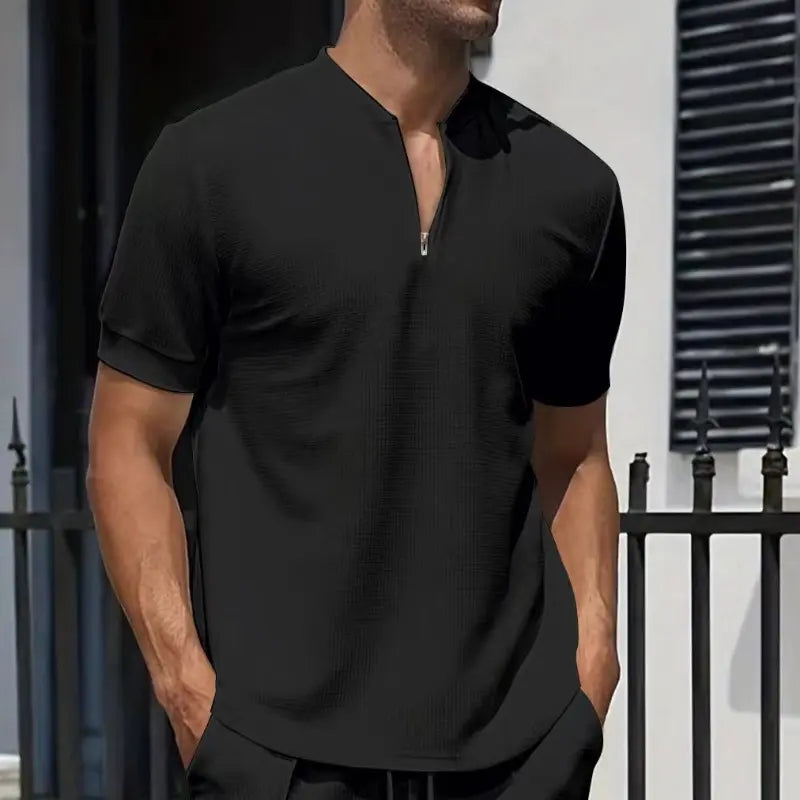 T-shirt à Col Montant Zippé pour Homme