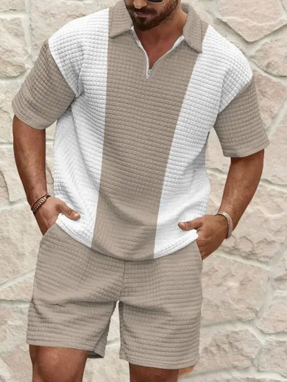 Ensemble T-shirt Col Zippé et Short Homme