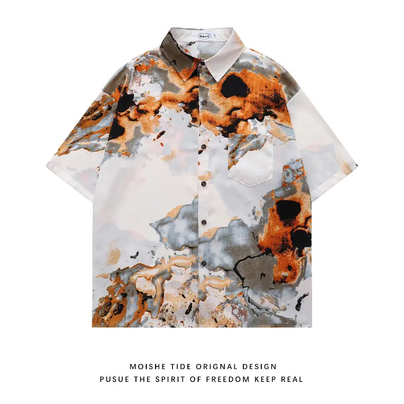 Chemise Courte Style Peinture à l’Huile