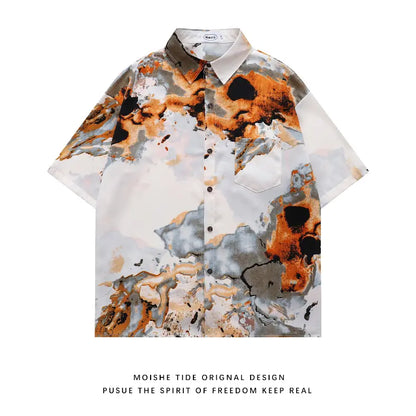 Chemise Courte Style Peinture à l’Huile
