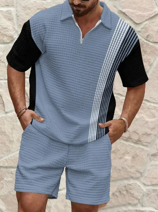 Ensemble T-shirt Col Zippé et Short Homme