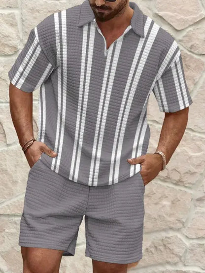 Ensemble T-shirt Col Zippé et Short Homme