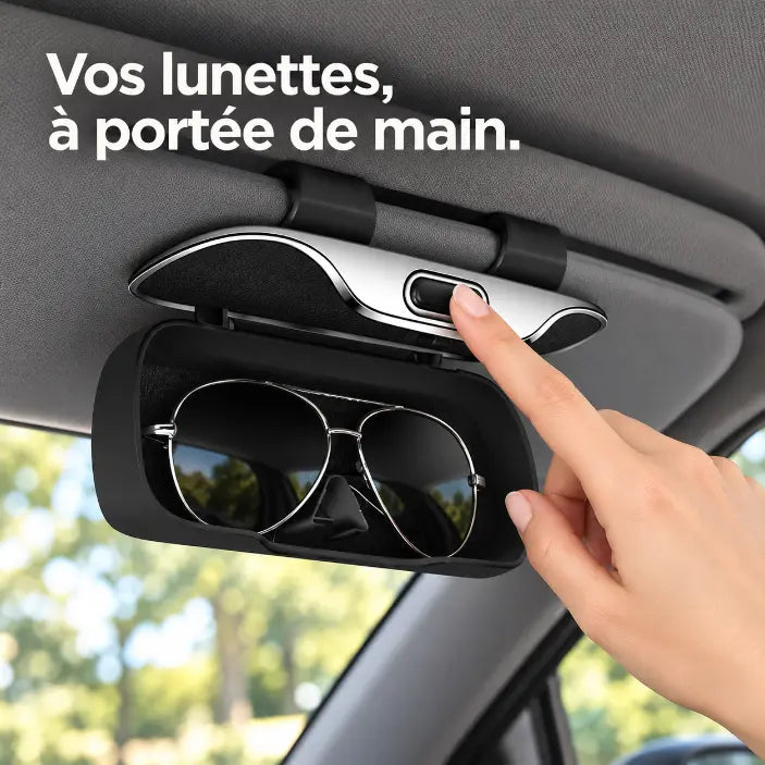 Étui pour lunettes de voiture et pare-soleil