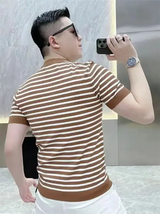 T-shirt Rayé Homme à Manches Courtes