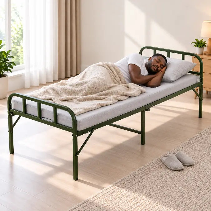 Lit Pliant Portable en Acier Plastique