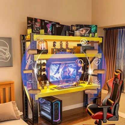 Table Gaming avec Rangement Multi-Niveaux