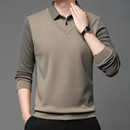Polo Homme Élégant à Manches Longues (beige)