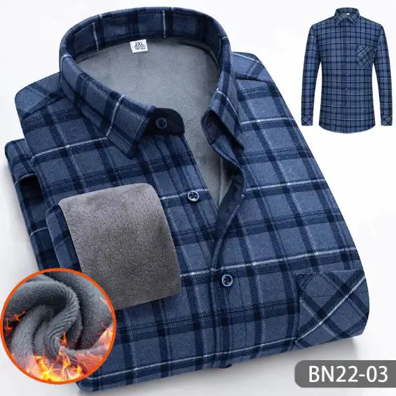 Chemise en flanelle doublée de polaire pour homme